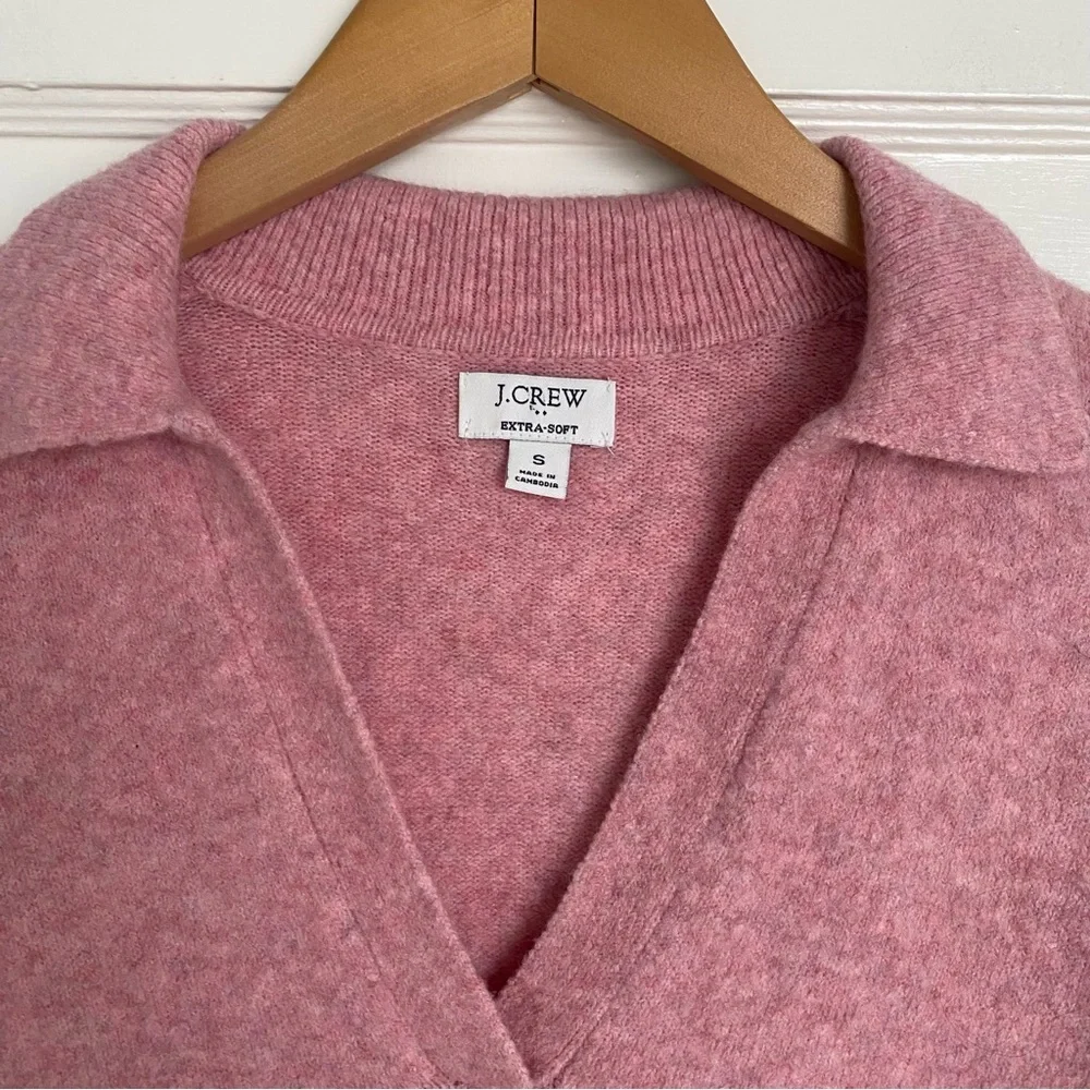 J. CREW Collared Polo Sweater in Extra Soft Yarn Pink Size Small - Picture 5 of 7